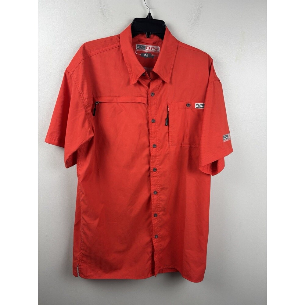 Drake Performance Fishing DPF Mens Short Sleeve Shirt Size XL Red 100% Polyester